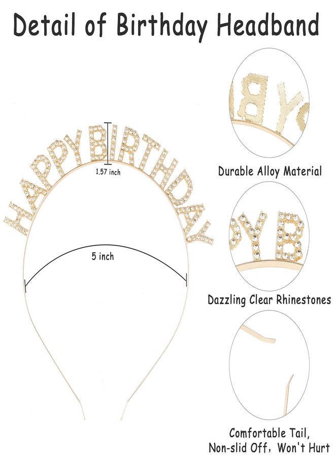 CIEHER Birthday Tiara,Birthday Headband for Women Girls,Queen Crown,Birthday Girl,Tiaras and Crowns for Women,Crown for Girls,Happy Birthday Party Accessories Supplies Favors,Gift-Gold - Image 3